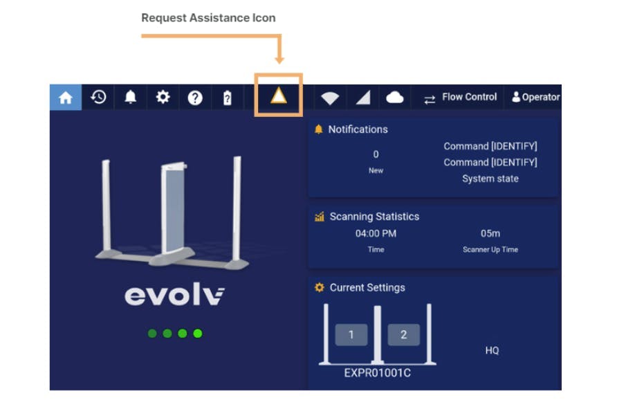 Evolv Request Assistance Feature Screenshot